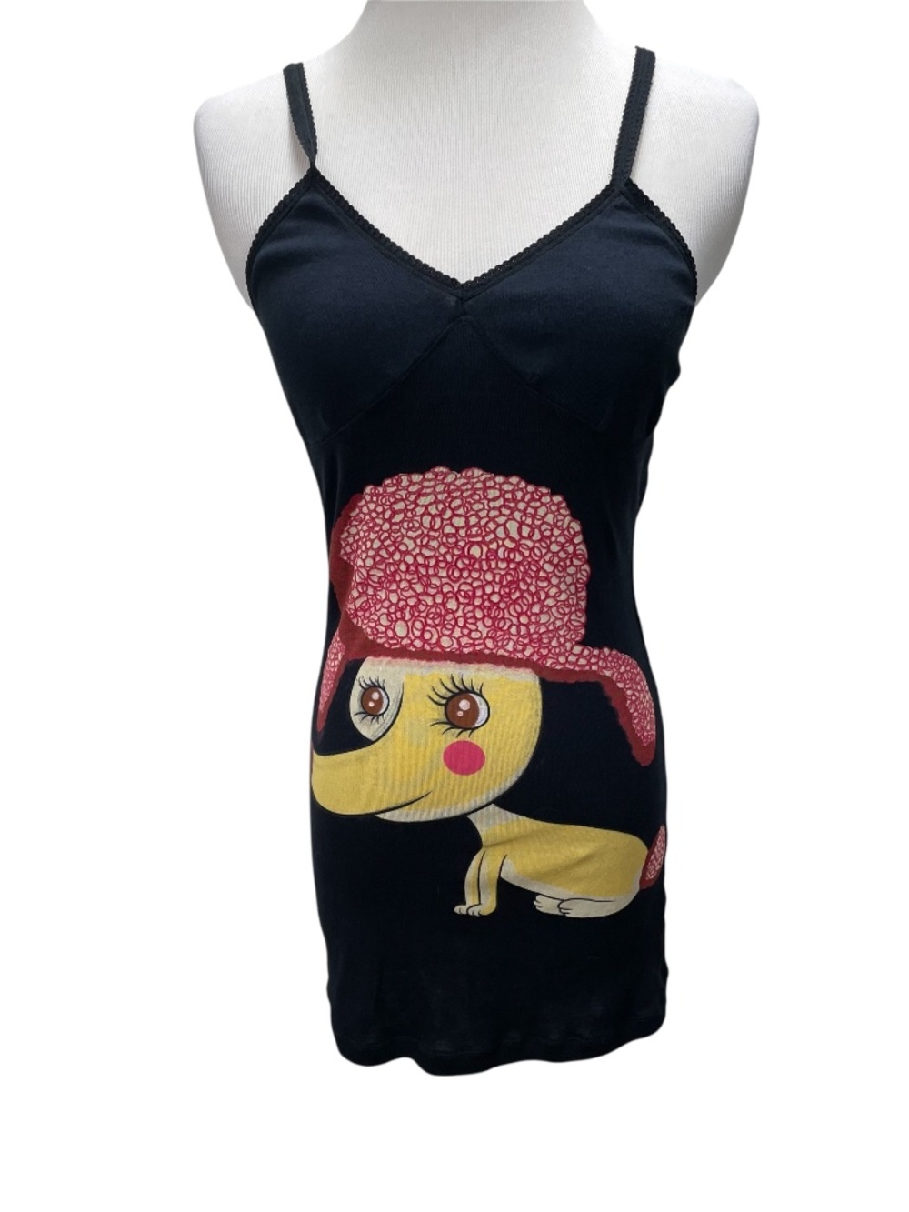 Custo Barcelona Women’s Knit Tank Top Size M Cotton Graphic Lost Star Puppy Dog
